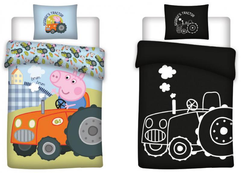Peppa malac George's Tractor sötétben világító gyerek  ovis ágyneműhuzat 100x135cm   40x60cm