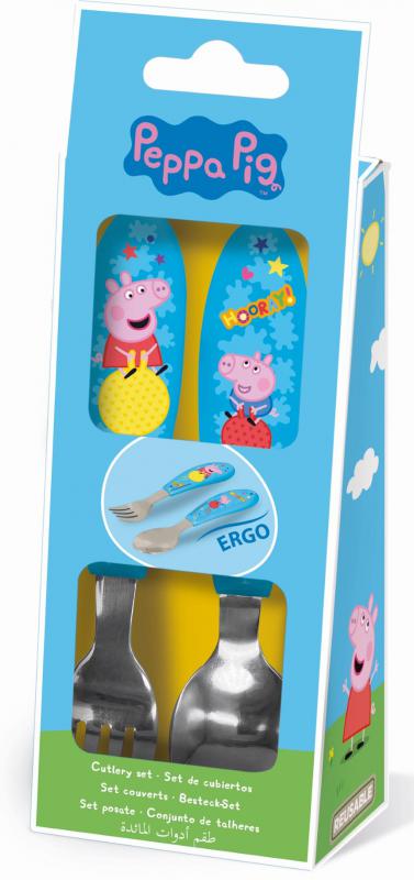 Peppa malac Hooray fém ergo evőeszköz készlet   2 darabos