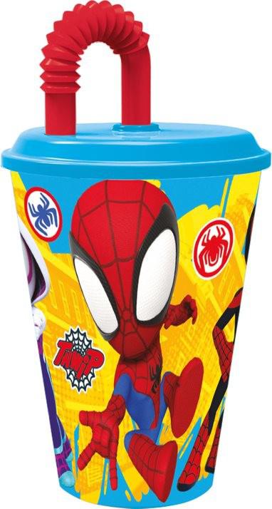 Pókember Spidey szívószálas pohár  műanyag 430 ml