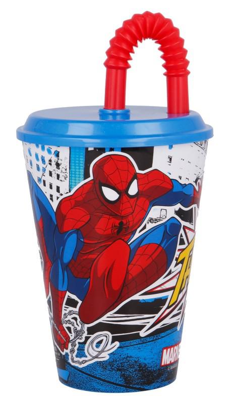Pókember Streets szívószálas pohár  műanyag 430 ml