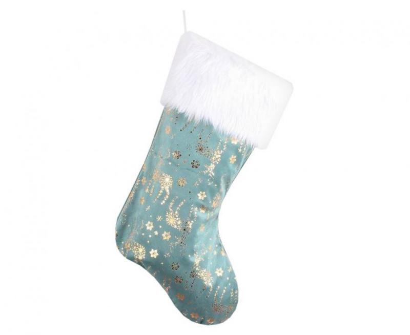 Rénszarvas Frosty Blue karácsonyi kandalló zokni  csizma 49 cm