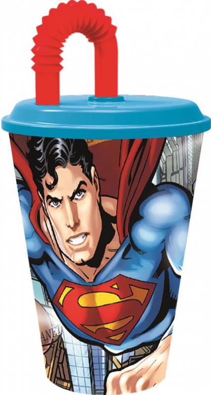 Superman Savior szívószálas pohár  műanyag 430 ml
