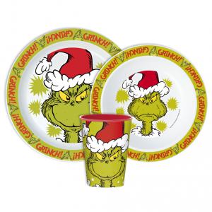 A Grincs Christmas Mischief étkészlet  micro műanyag szett bögrével 390 ml