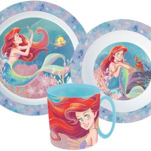 Disney Hercegnők Ariel étkészlet  micro műanyag szett bögrével 350 ml