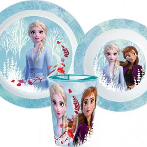 Disney Jégvarázs Blue Forest étkészlet  micro műanyag szett  pohárral 260 ml