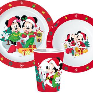 Disney Minnie and Mickey Karácsonyi étkészlet  micro műanyag szett  pohárral 260 ml