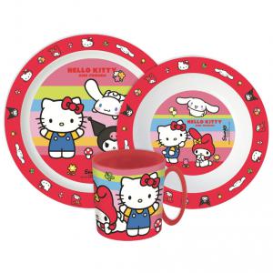 Hello Kitty And Friends étkészlet  micro műanyag szett bögrével 390 ml