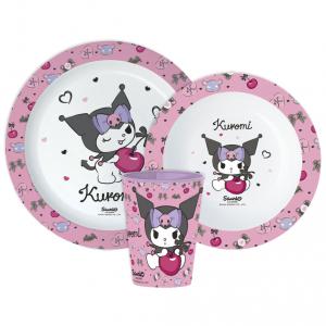 Hello Kitty Kuromi étkészlet  micro műanyag szett  pohárral 260 ml