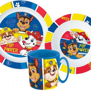 Mancs Őrjárat Pup Power étkészlet  micro műanyag szett bögrével 350 ml