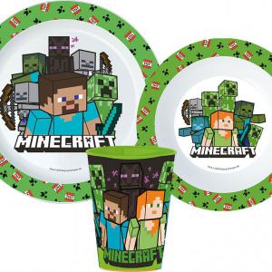 Minecraft Creeper étkészlet  micro műanyag szett  pohárral 260 ml