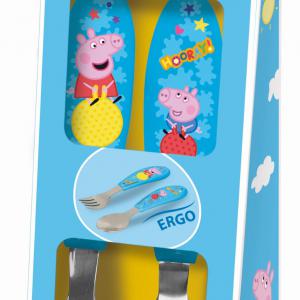 Peppa malac Hooray fém ergo evőeszköz készlet   2 darabos