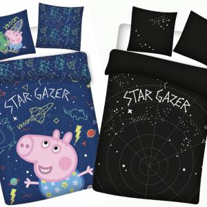 Peppa malac Star-gazer Sötétben világító gyerek ovis ágyneműhuzat 100x135cm  40x60cm