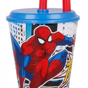 Pókember Streets szívószálas pohár  műanyag 430 ml