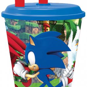 Sonic a sündisznó Adventure szívószálas pohár  műanyag 430 ml
