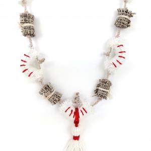 ● Bohó textilnyaklánc, vidám textilgyöngyökkel●