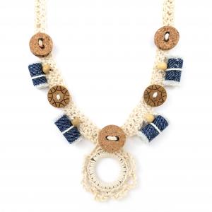 ● Horgolt boho textilnyaklánc farmer gyöngyökkel●