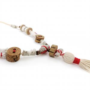 ● Rusztikus, hosszú nyaklánc textilgyöngyökkel, bojttal●