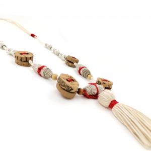 ● Rusztikus nyaklánc textilgyöngyökkel, bojttal●