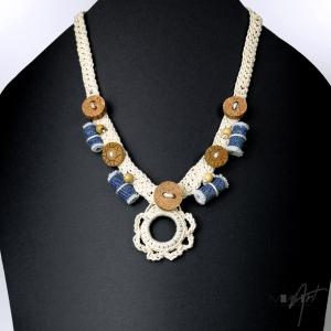 ● Horgolt boho textilnyaklánc farmer gyöngyökkel●