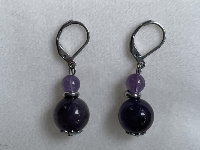 Ametiszt Ásvány Fülbevaló