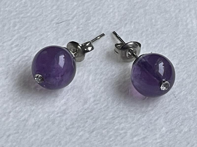 Ametiszt Ásvány Strasszos Fülbevaló