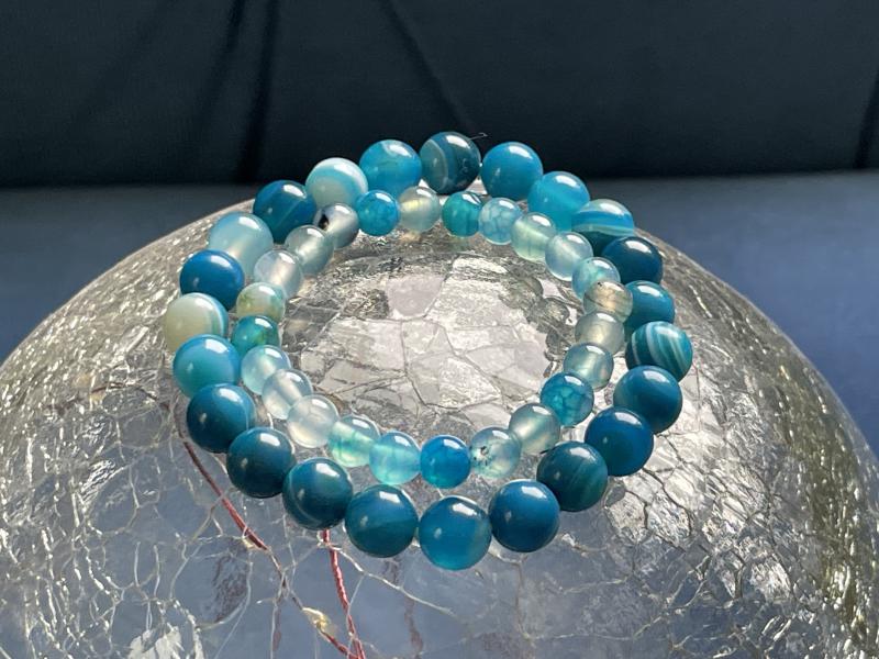 Égi Béke Páros Szett – Világoskék achát felnőtt és gyerek karkötő