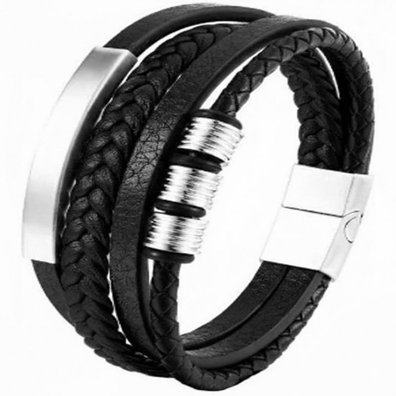 Férfias Erő – Fonott bőrkarkötő mágneses acélkapoccsal