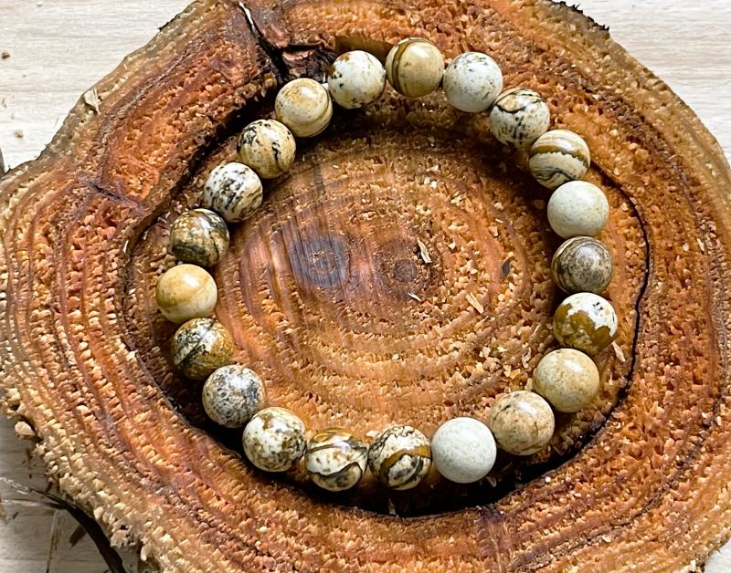 Föld Üzenete – Kép jáspis karkötő (8 mm)