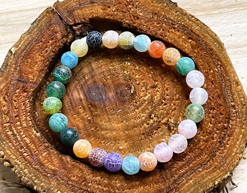 Földelt Színek – Matt színes achát karkötő (8 mm)