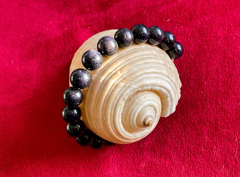 Kék Goldstone „Csillagos Éj” Női Ásvány Karkötő