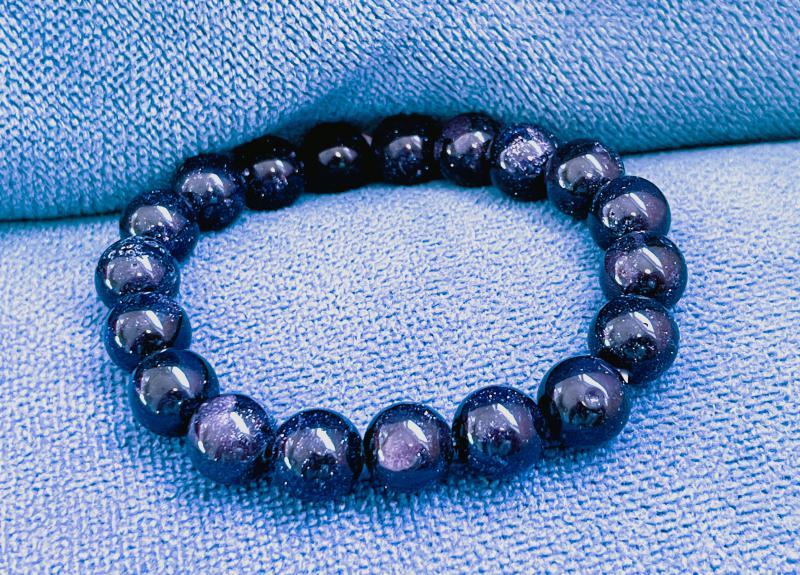 Kék Goldstone „Galaxis” Férfi Ásvány Karkötő