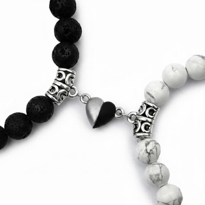 Lélek-Mágnes – Lávakő és Howlit Páros Karkötő Szívvel