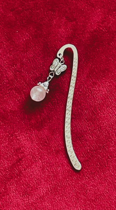 „Lélek Szárnyalása” Pillangós Könyvjelző Rózsakvarccal