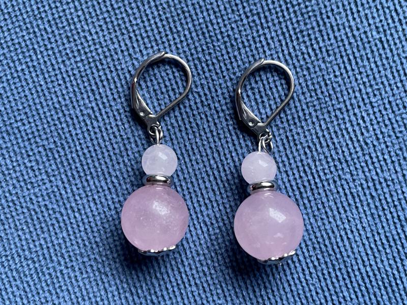 Rózsakvarc Ásvány Fülbevaló
