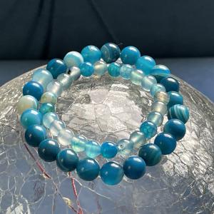 Égi Béke Páros Szett – Világoskék achát felnőtt és gyerek karkötő