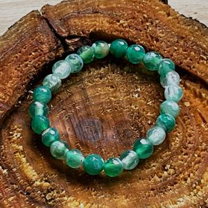 Erdő Kincse – Zöld-fehér achát gyerek karkötő