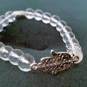 Fénypajzs – Hegyikristály Női Karkötő Hamsa Medállal