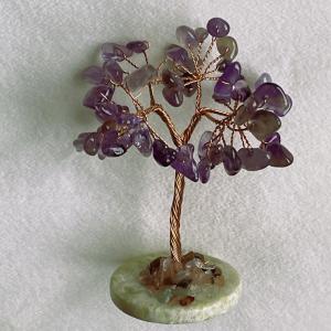 Lélekfa – Ametiszt szerencsefa rézhuzallal, jáde alapon (prémium dekoráció)