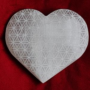 Teremtő Szív – Szelenit szív életvirág motívummal (12 cm)