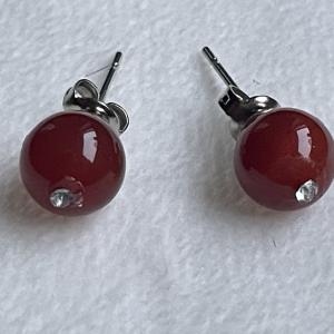 Vörös Karneol Achát Ásvány Fülbevaló