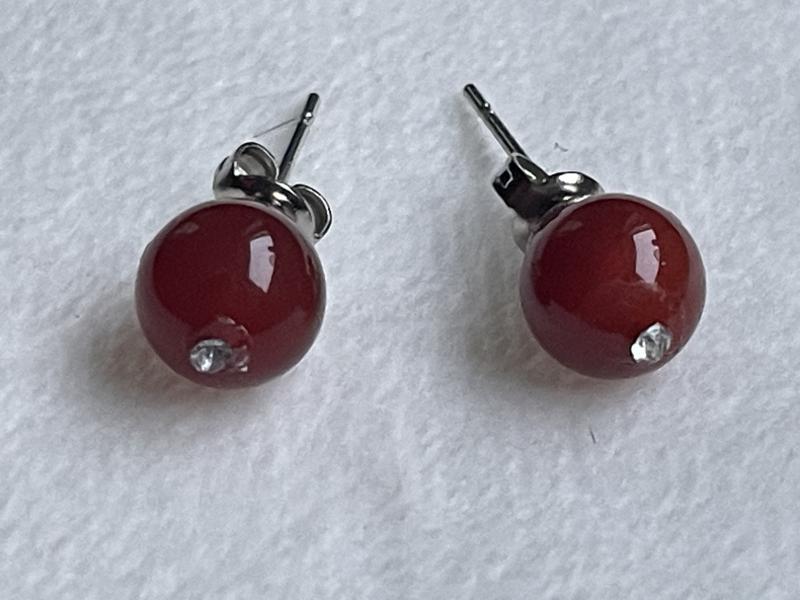 Vörös Karneol Achát Ásvány Fülbevaló