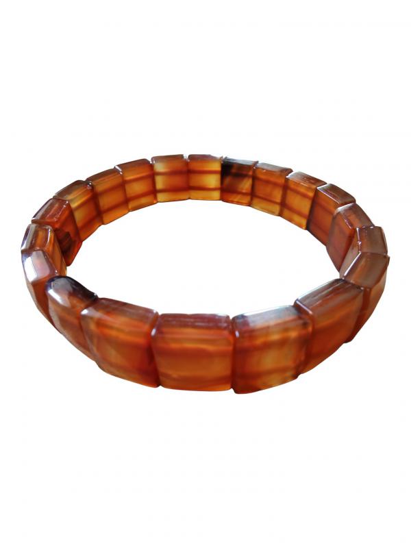 Karneol fazettált tégla karkötő 19 cm