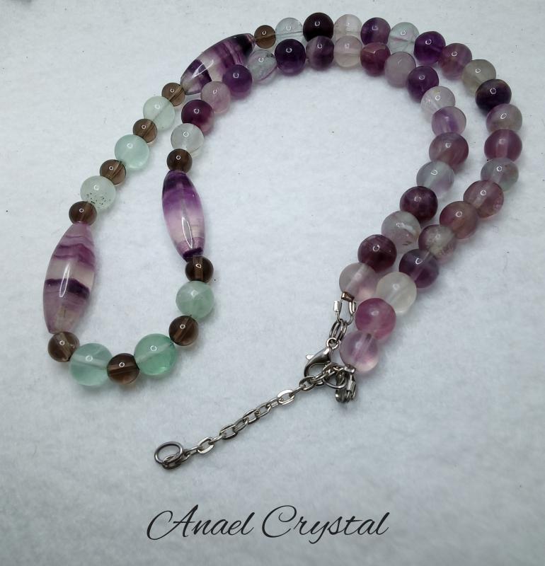 Nyaklánc Fluorit-Füstkvarc