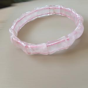 Rózsakvarc csontocska karkötő 20 cm