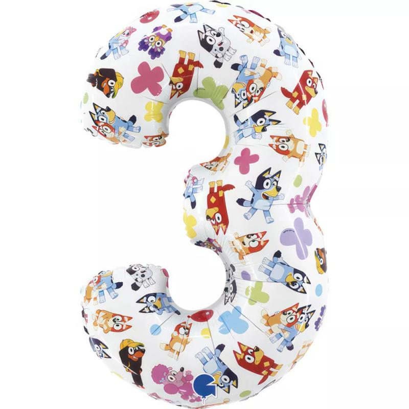 Bluey Friends 3-4-5-ös szám fólia lufi 66 cm