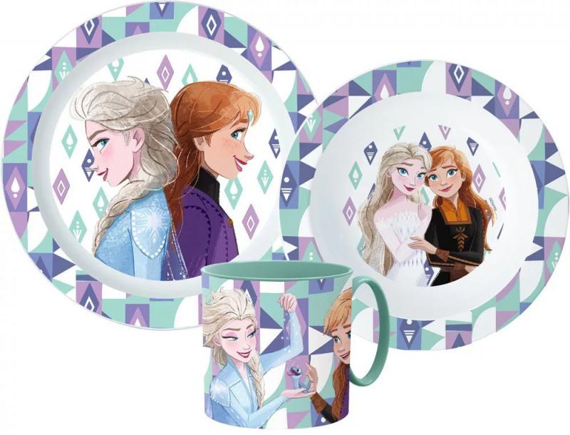 Disney Jégvarázs Ice Magic étkészlet, micro műanyag szett bögrével 350 ml