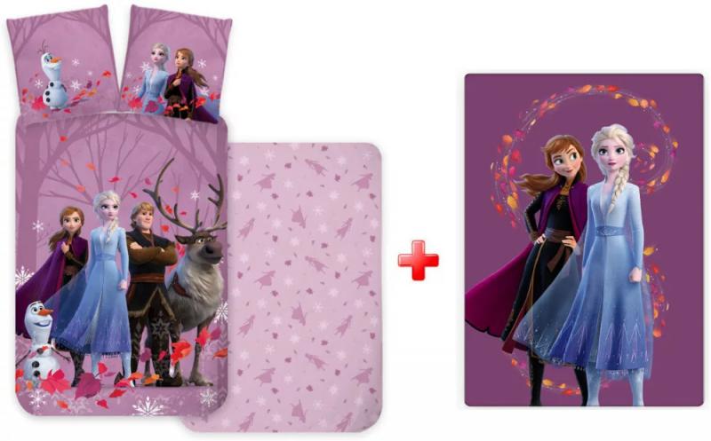 Disney Jégvarázs Purple Wind gyerek, ovis ágyneműhuzat és polár takaró szett