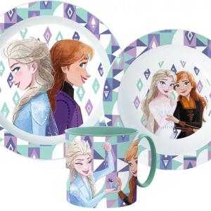 Disney Jégvarázs Ice Magic étkészlet, micro műanyag szett bögrével 265 ml