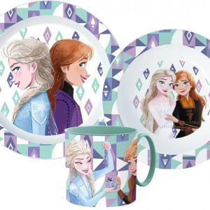 Disney Jégvarázs Ice Magic étkészlet, micro műanyag szett bögrével 350 ml