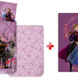 Disney Jégvarázs Purple Wind gyerek, ovis ágyneműhuzat és polár takaró szett